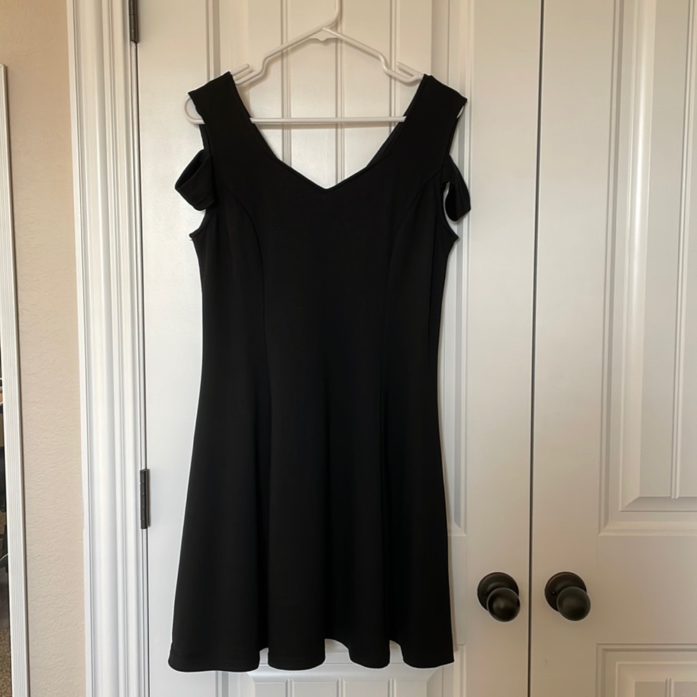 Cold Shoulder Fit and Flare Black Party Dress